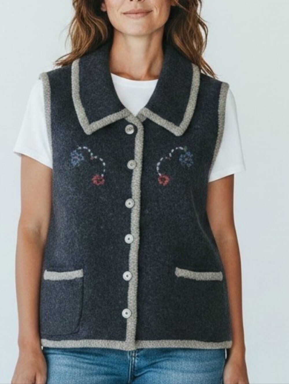 Vintage Woolrich Charcoal 100% Wool Sweater Vests Womens Size Small